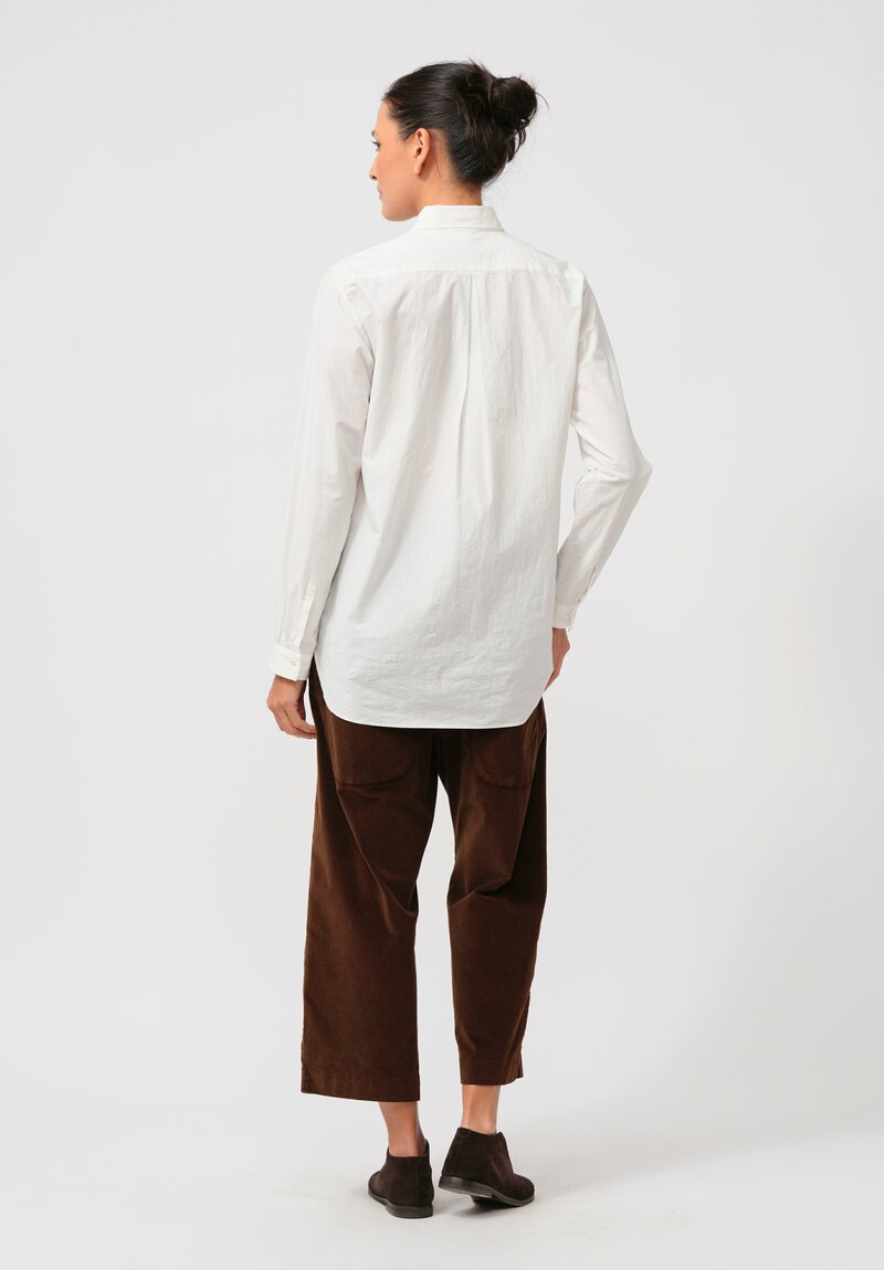 Kaval Sea Island Typewriter Cotton Basic Plain Shirt in Off White	