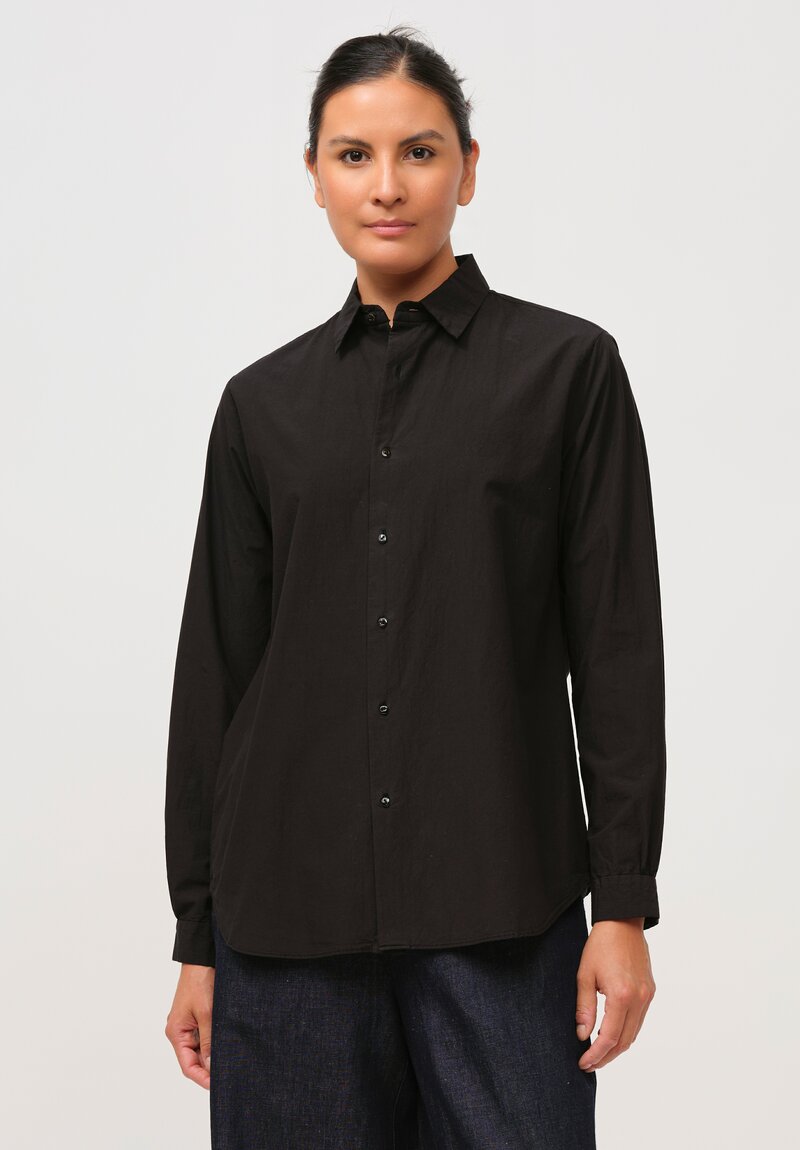 Kaval Sea Island Typewriter Cotton Basic Plain Shirt in Black	