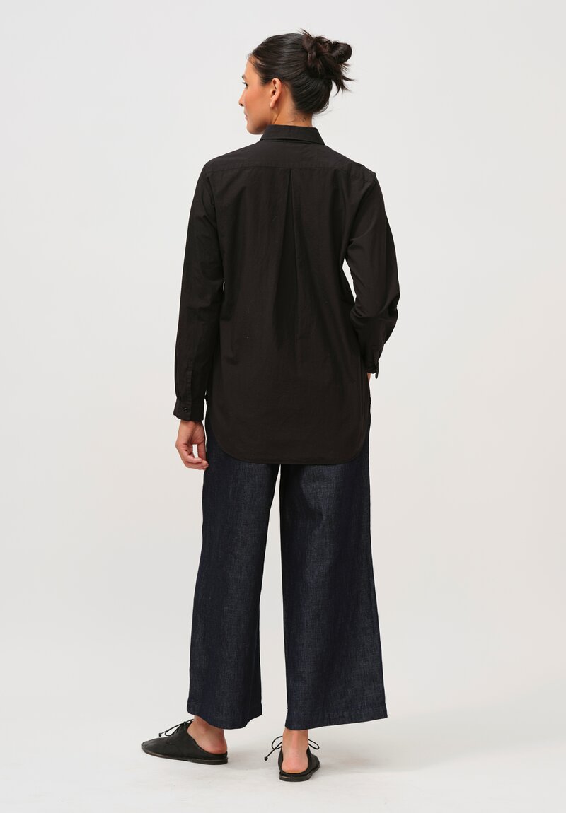 Kaval Sea Island Typewriter Cotton Basic Plain Shirt in Black	