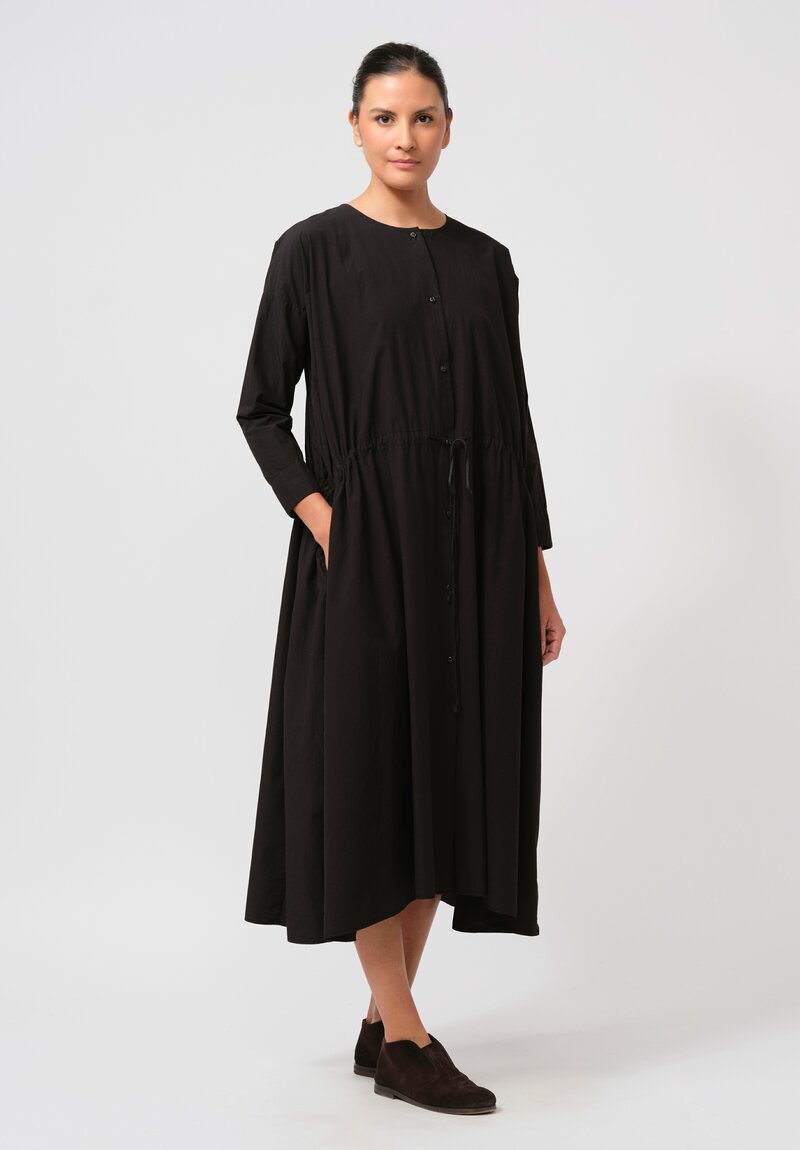 Kaval Sea Island Typewriter Cotton Button Front Open Dress in Black	