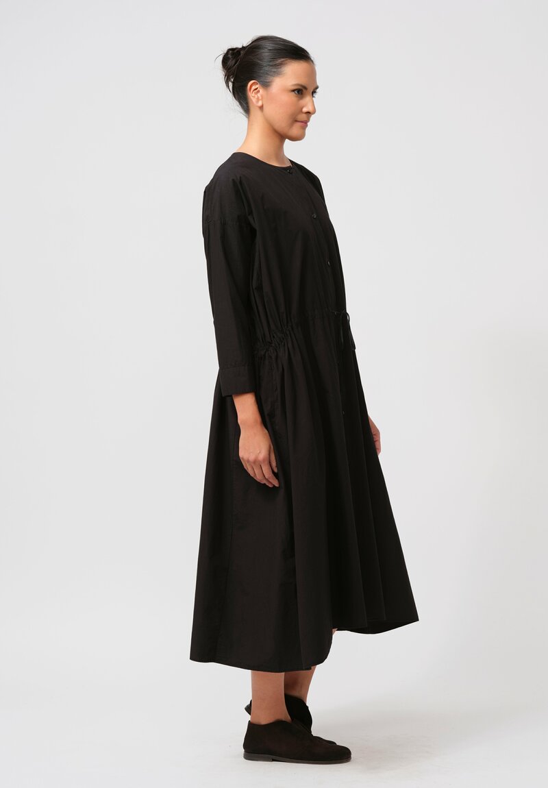 Kaval Sea Island Typewriter Cotton Button Front Open Dress in Black	