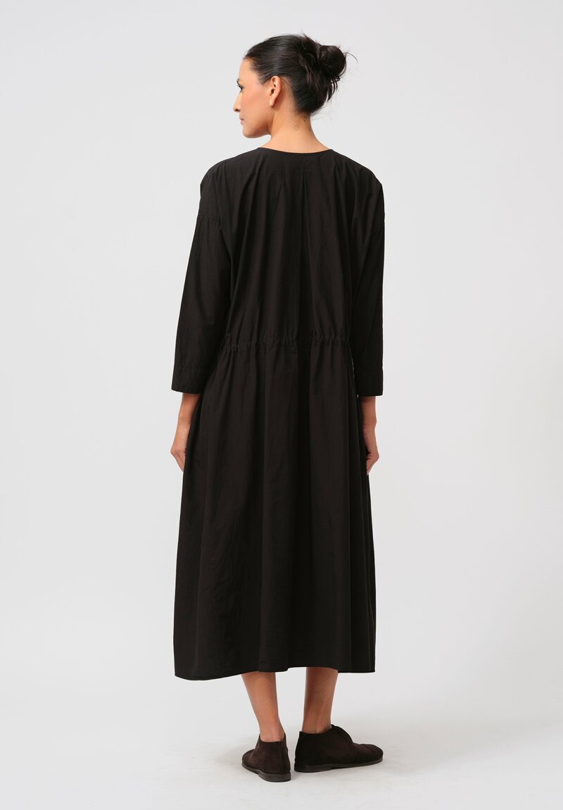 Kaval Sea Island Typewriter Cotton Button Front Open Dress in Black	