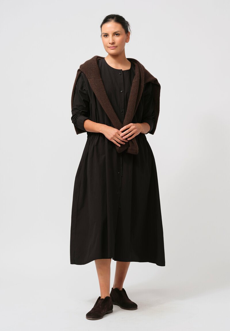 Kaval Sea Island Typewriter Cotton Button Front Open Dress in Black	