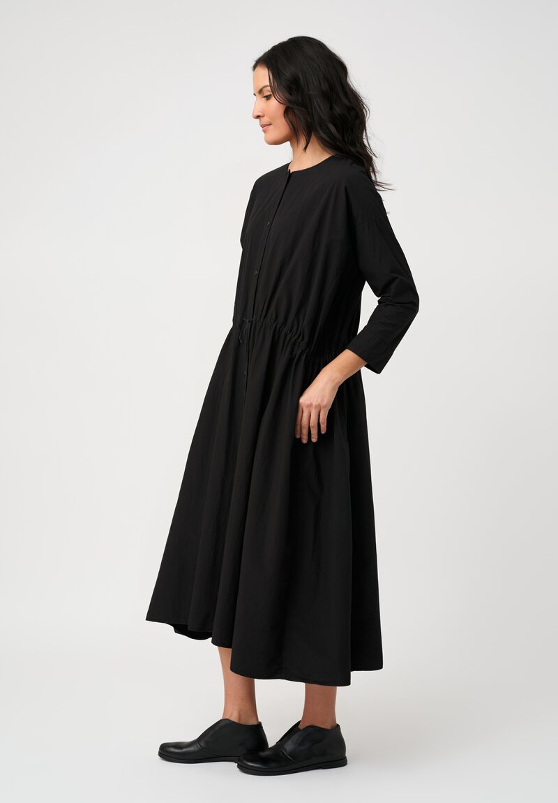 Kaval Sea Island Typewriter Cotton Button Front Open Dress in Black