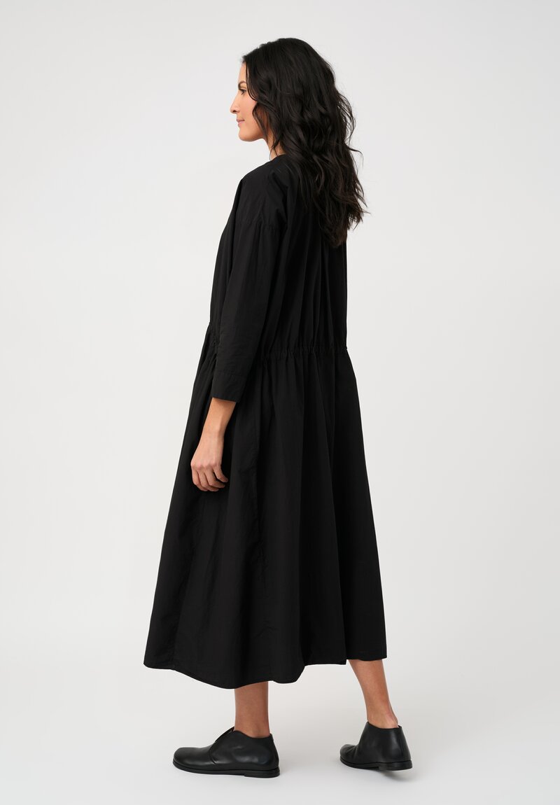 Kaval Sea Island Typewriter Cotton Button Front Open Dress in Black