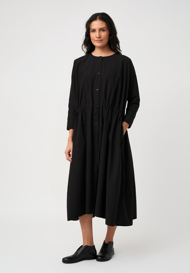 Kaval Sea Island Typewriter Cotton Button Front Open Dress in Black