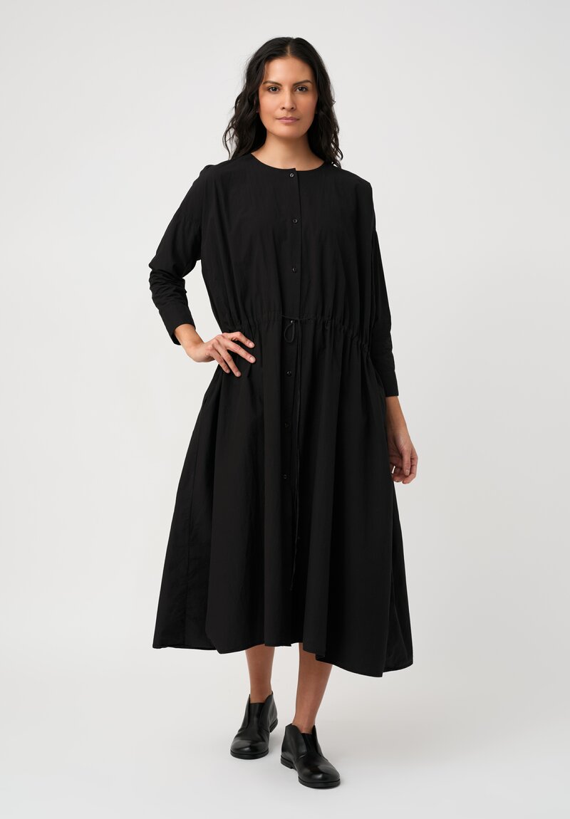 Kaval Sea Island Typewriter Cotton Button Front Open Dress in Black
