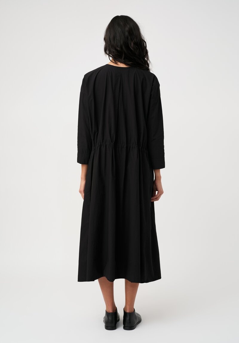 Kaval Sea Island Typewriter Cotton Button Front Open Dress in Black