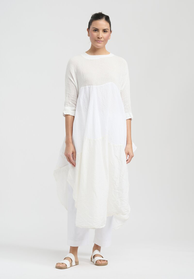 Daniela Gregis Linen, Cotton & Silk Olma Spalla Tagliata Abito Dress in Bianco White	