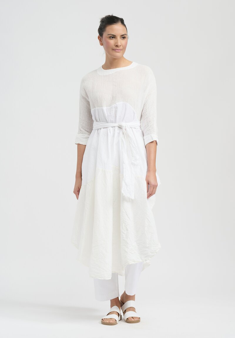 Daniela Gregis Linen, Cotton & Silk Olma Spalla Tagliata Abito Dress in Bianco White	