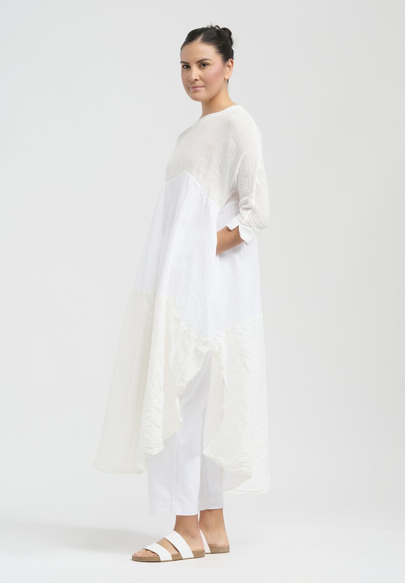 Daniela Gregis Linen, Cotton & Silk Olma Spalla Tagliata Abito Dress in Bianco White	