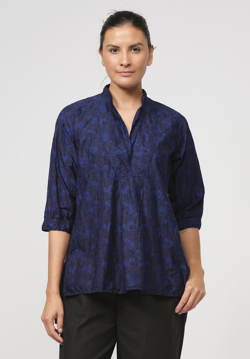 Daniela Gregis Washed Cotton Camicia Kora Top in Blue & Black Mix	