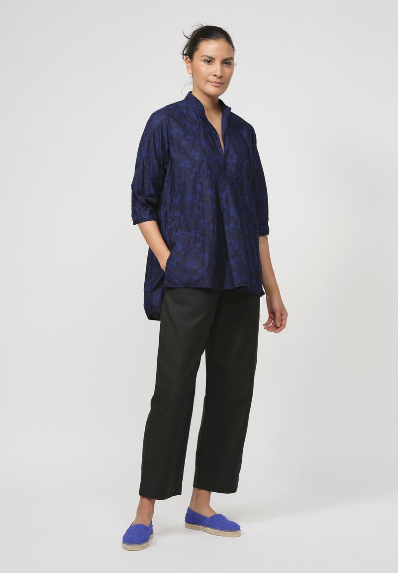 Daniela Gregis Washed Cotton Camicia Kora Top in Blue & Black Mix	