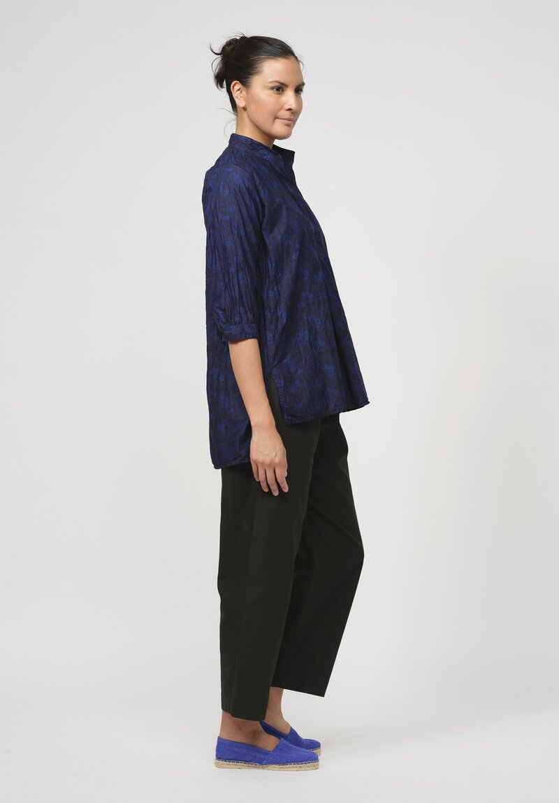 Daniela Gregis Washed Cotton Camicia Kora Top in Blue & Black Mix	