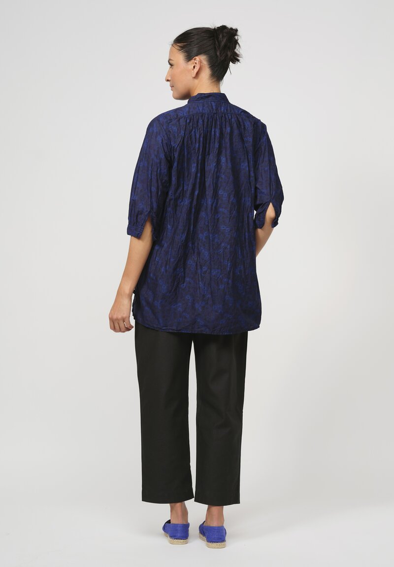 Daniela Gregis Washed Cotton Camicia Kora Top in Blue & Black Mix	