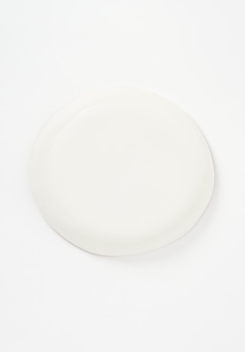 Stamperia Bertozzi Handmade Porcelain Solid Interior Shallow Serving Bowl Arancio Orange