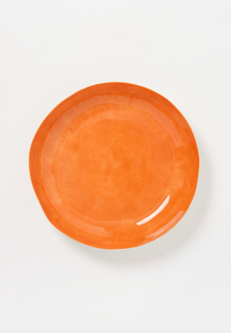 Stamperia Bertozzi Handmade Porcelain Solid Interior Shallow Serving Bowl Arancio Orange