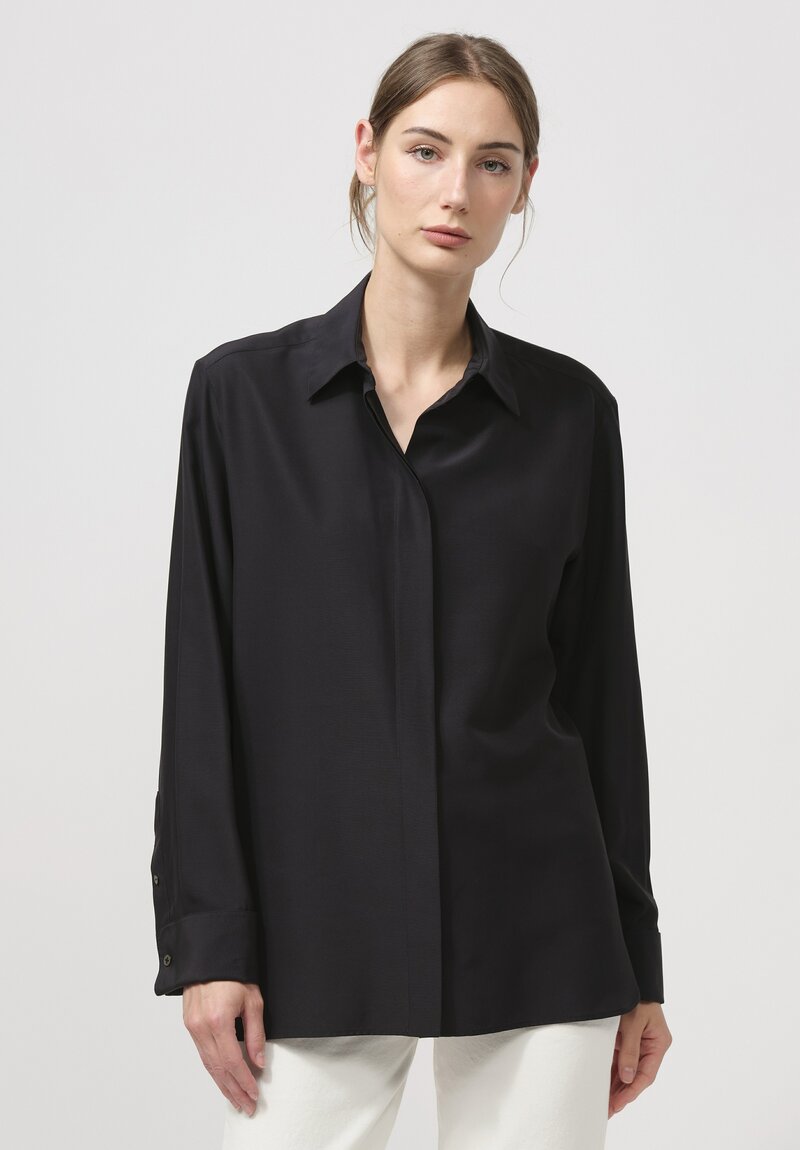 The Row Silk and Wool Sisella Shirt in Black	