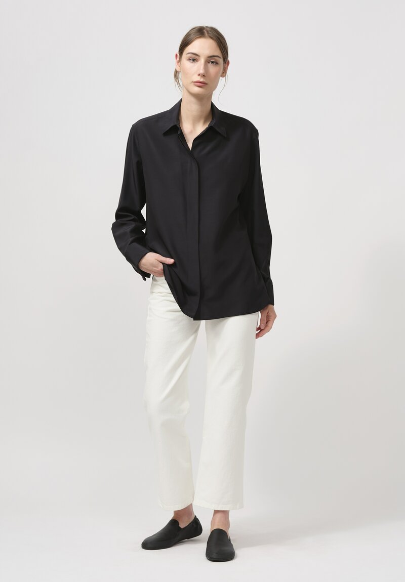 The Row Silk and Wool Sisella Shirt in Black	