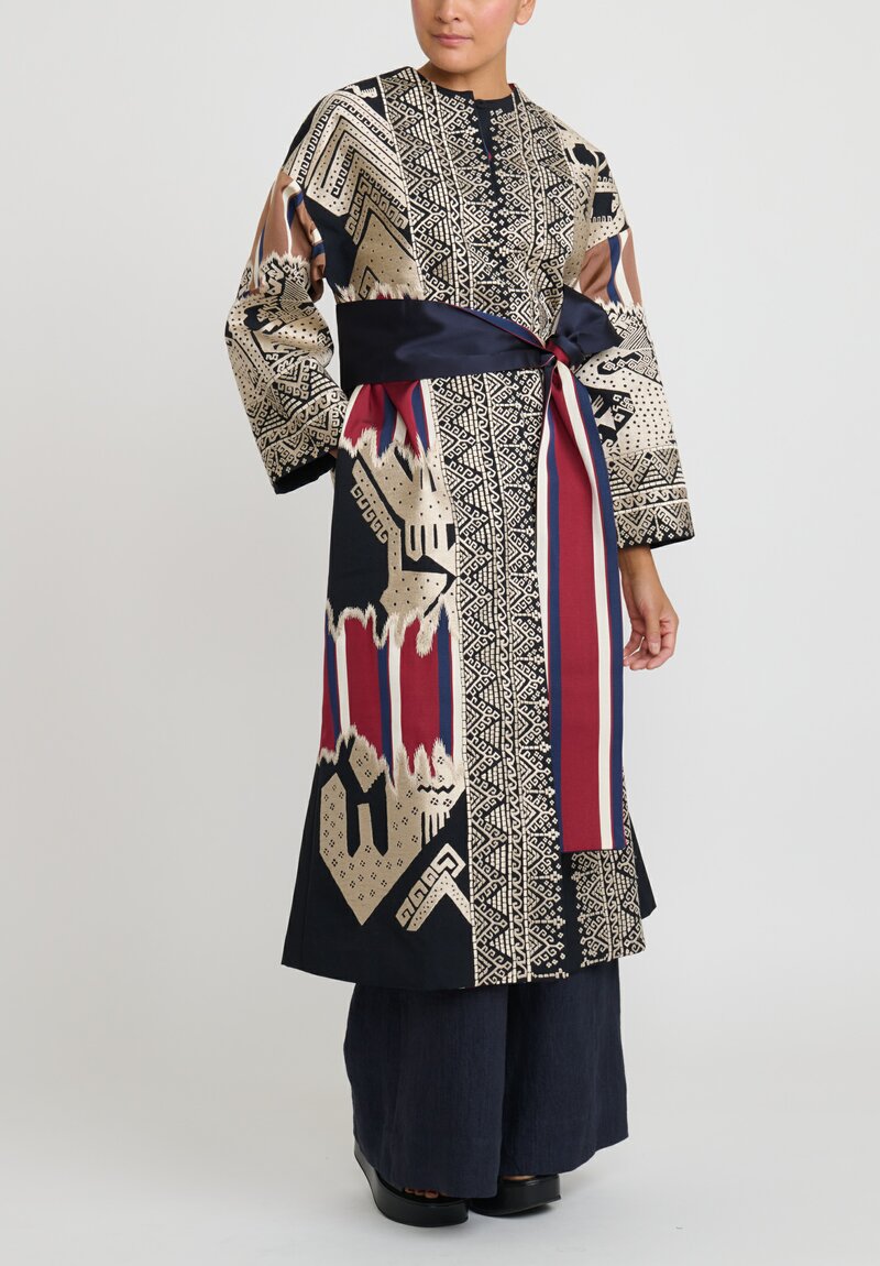 Biyan Cotton & Silk Embroidered Long Rilamaya Coat	