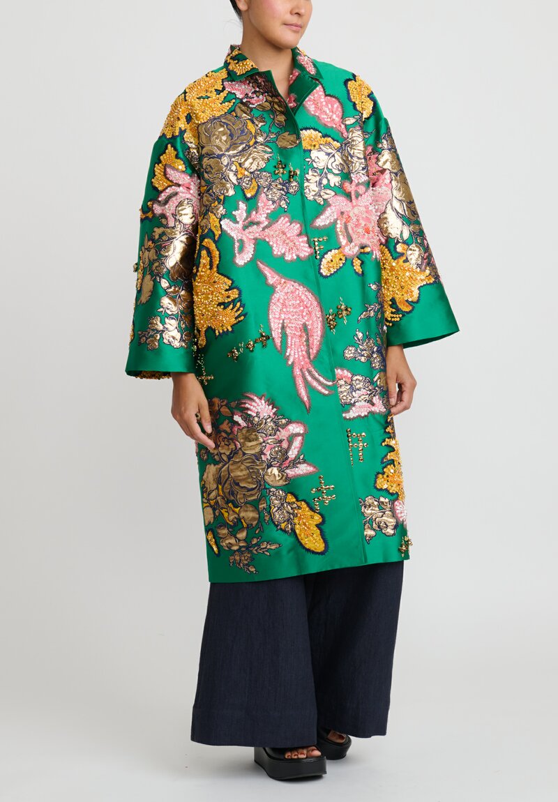 Biyan Double-Faced Silk Taffeta Embellished Rendara Coat	