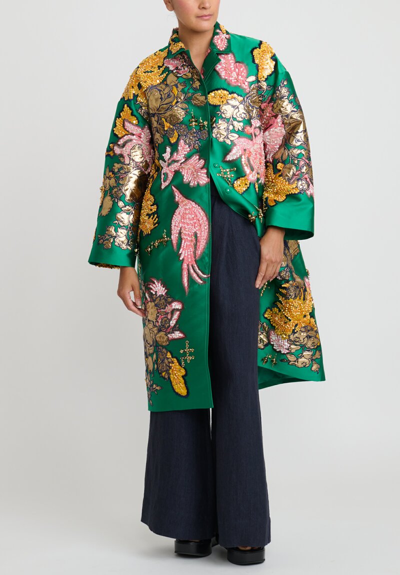 Biyan Double-Faced Silk Taffeta Embellished Rendara Coat	