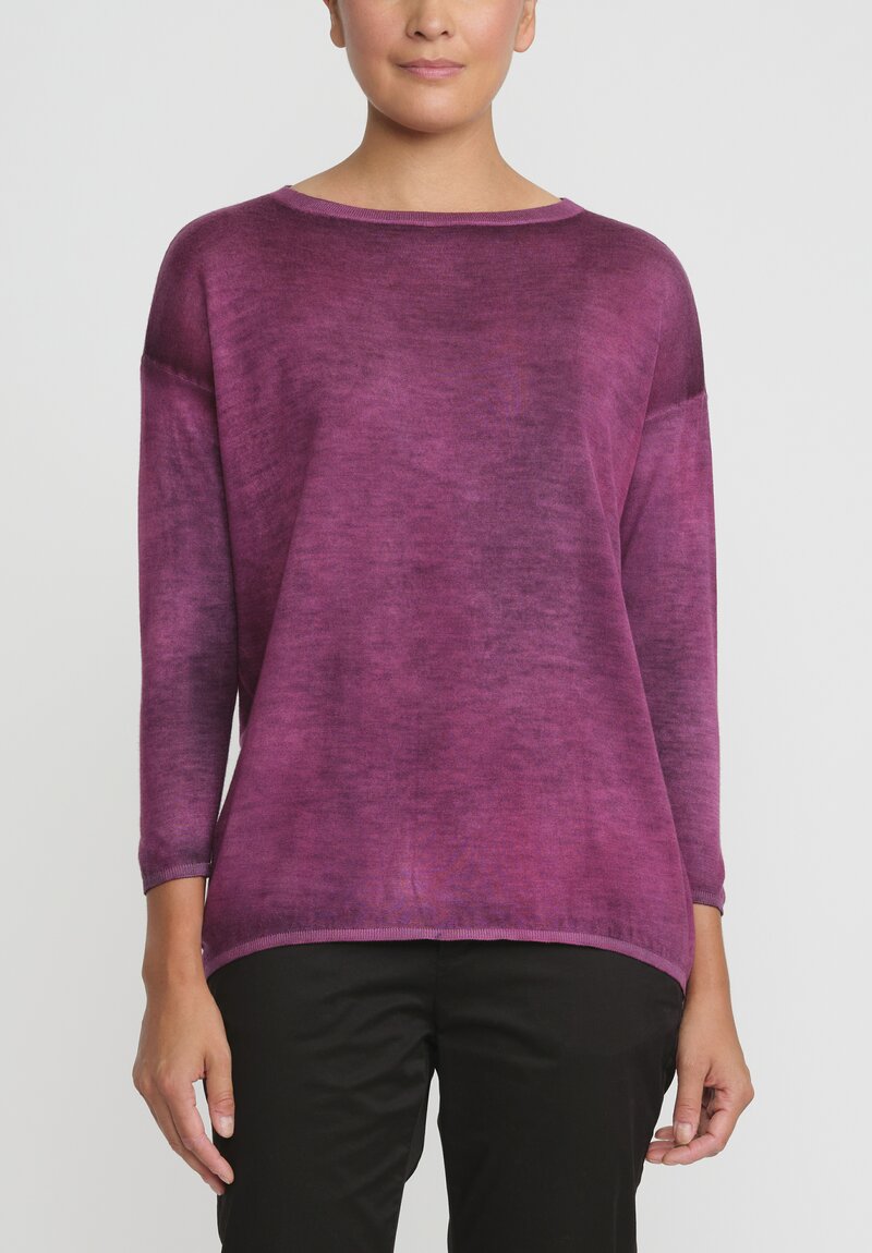 Avant Toi Hand-Painted Cashmere & Silk Barchetta Sweater in Nero Cherry Red	