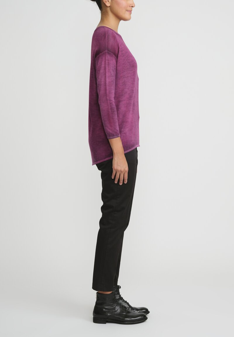 Avant Toi Hand-Painted Cashmere & Silk Barchetta Sweater in Nero Cherry Red	