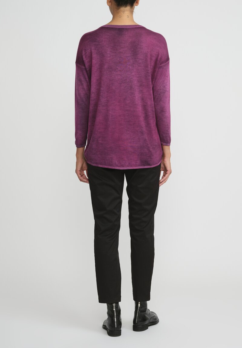 Avant Toi Hand-Painted Cashmere & Silk Barchetta Sweater in Nero Cherry Red	