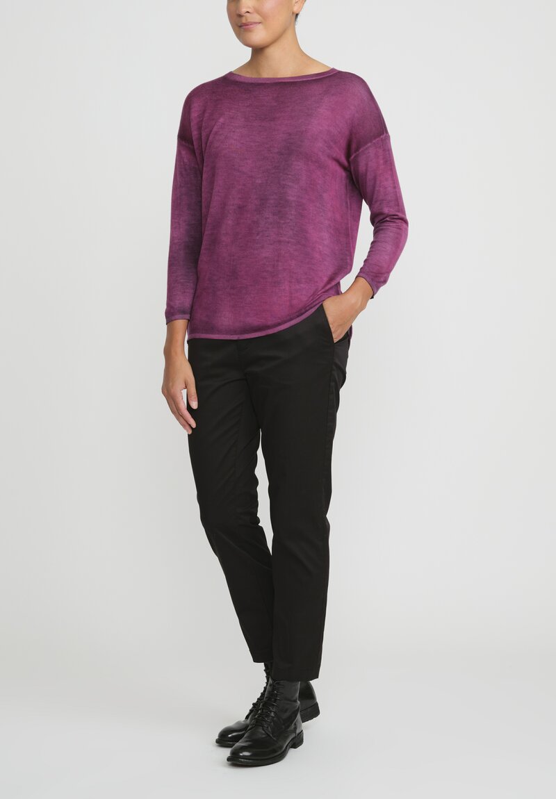 Avant Toi Hand-Painted Cashmere & Silk Barchetta Sweater in Nero Cherry Red	