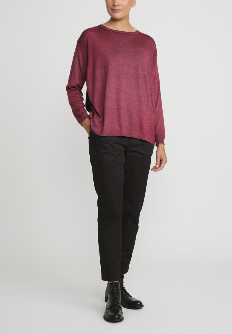 Avant Toi Hand-Painted Maglia Barchetta Sweater with Silk Back in Nero Wine Red