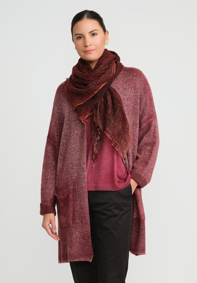 Avant Toi Hand-Painted Maglia Barchetta Sweater with Silk Back in Nero Wine Red