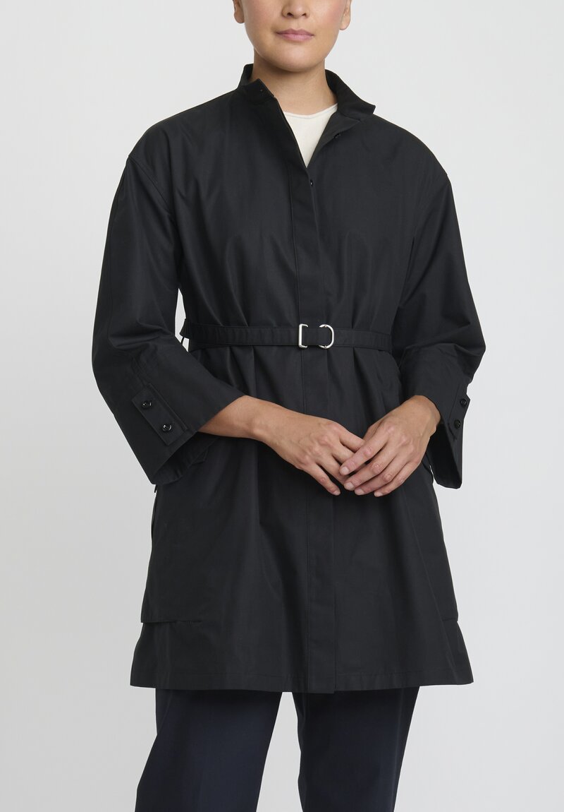 Jil Sander Heavy Organic Cotton Poplin Belted Vestito Tunic in Black