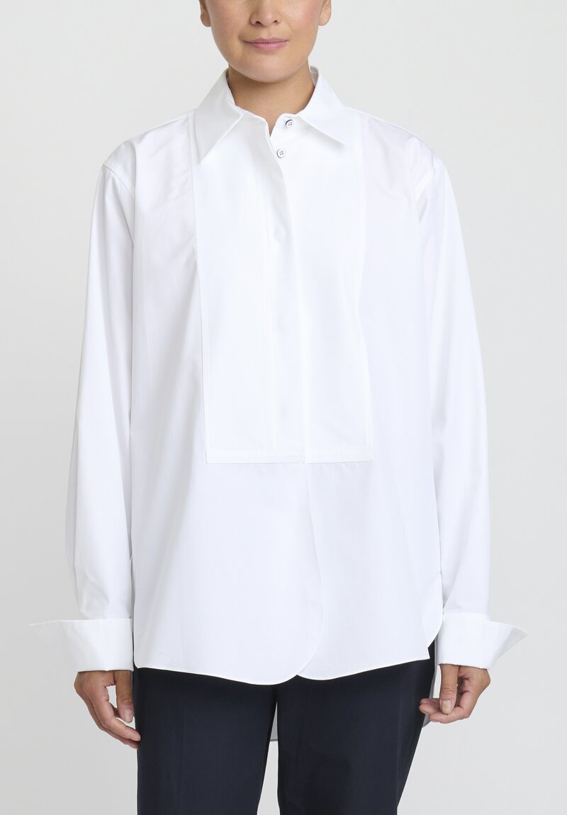 Jil Sander Heavy Organic Cotton Poplin Camicia Shirt in White | Santa ...
