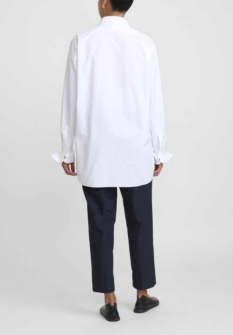 Jil Sander Heavy Organic Cotton Poplin Camicia Shirt in White | Santa ...