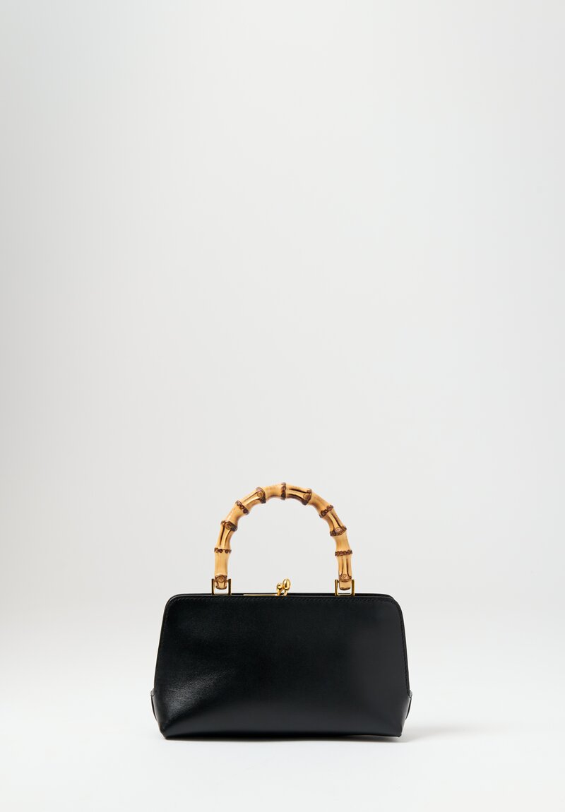 Jil Sander Palmellato Leather Mini Goji Handbag in Black