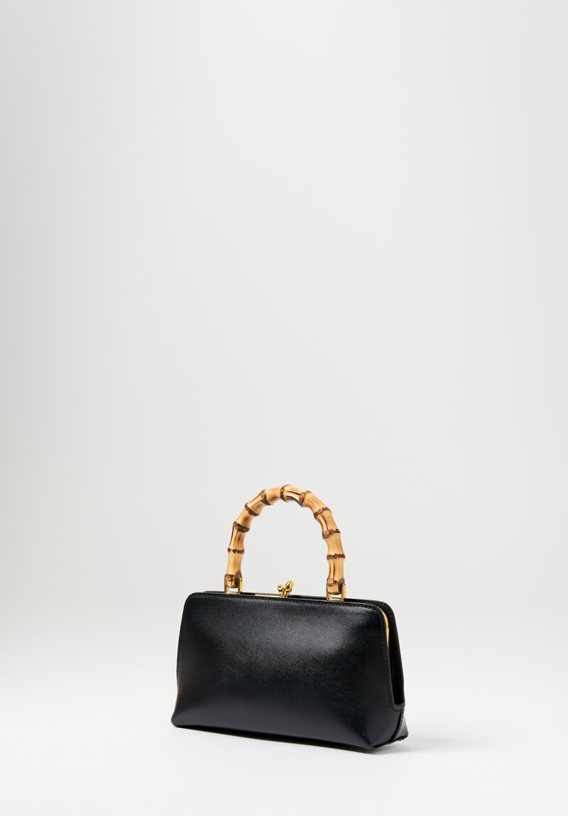 Jil Sander Palmellato Leather Mini Goji Handbag in Black