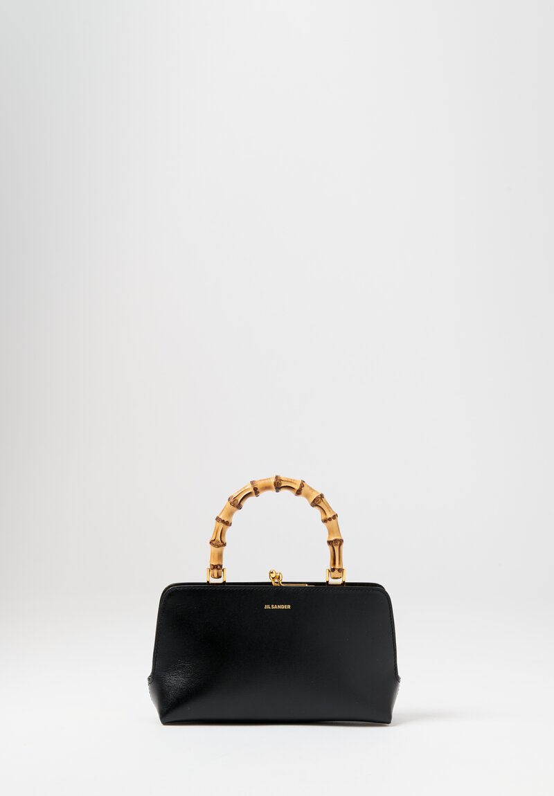 Jil Sander Palmellato Leather Mini Goji Handbag in Black