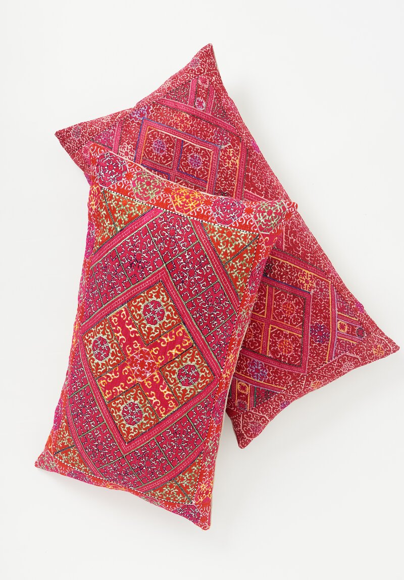 Antique Sindh Silk Pillow Fushia Pink, Red