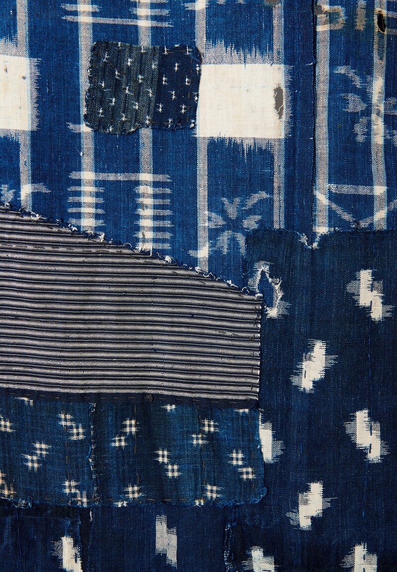 Early 20th Century Japanese Kasuri Cotton Sheet with Boro Patchwork	