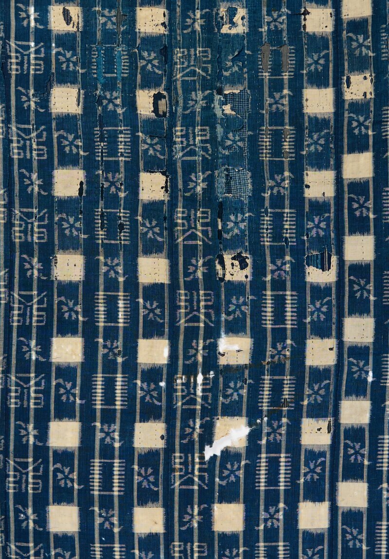 Early 20th Century Japanese Kasuri Cotton Sheet with Boro Patchwork	