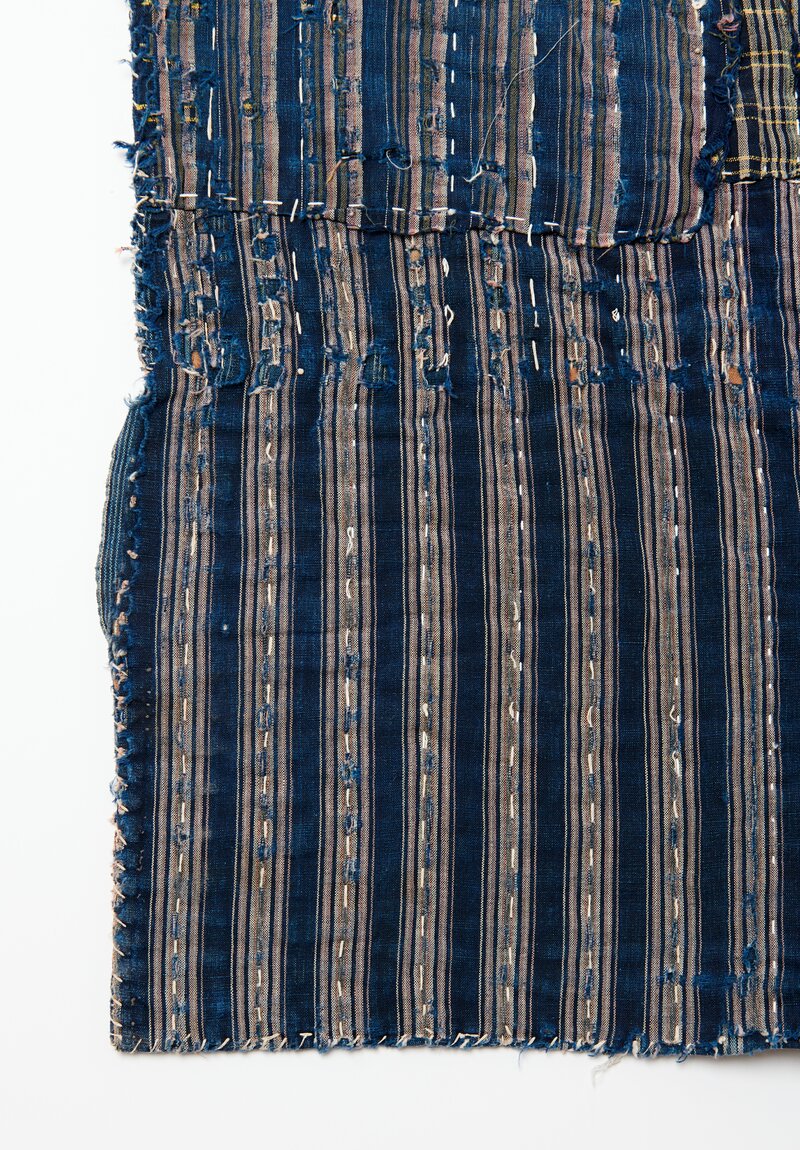 Early 20th Century Multi Layer Sashiko Shima Boro Quilt Indigo Blue	