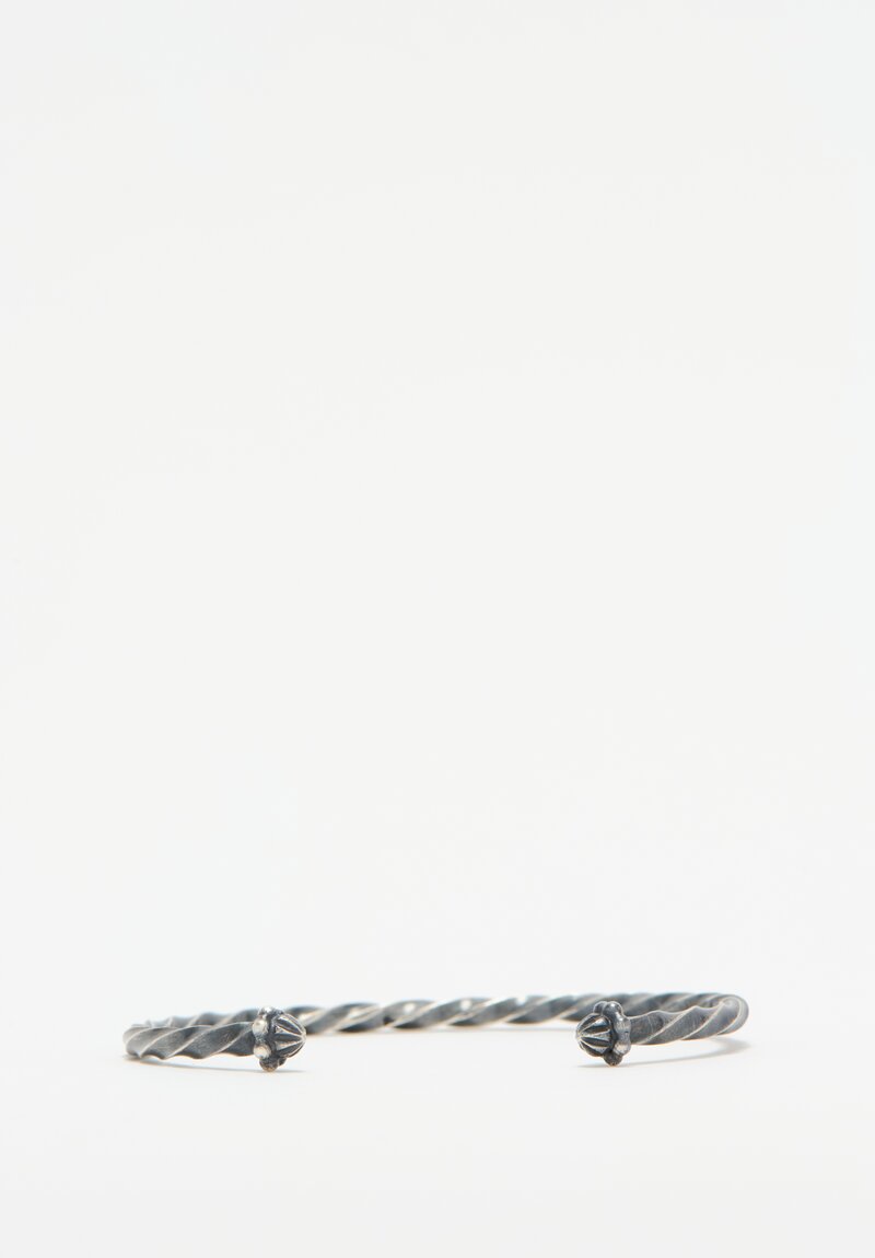 Miranda Hicks Sterling Large Finial Cuff Oxidized Silver	