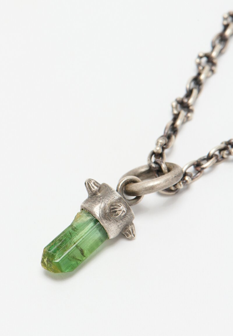 Mirana Hicks Sterling Itty Bitty Chain with Green Tourmaline Crystal 18 in	