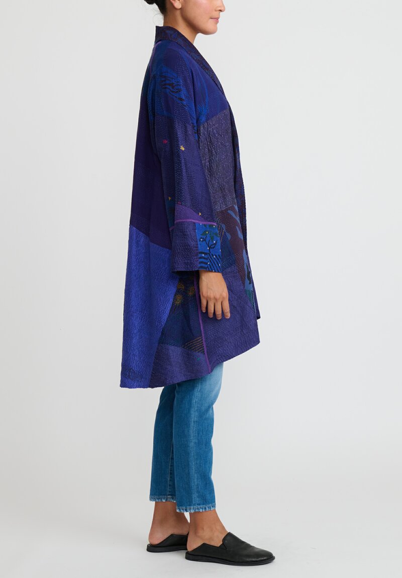 Mieko Mintz 2-Layer Vintage Georgette Silk Kimono Long Jacket	