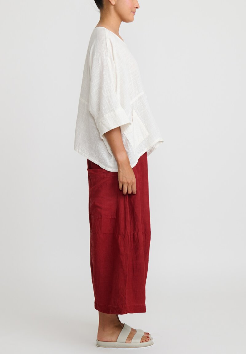 Gilda Midani Solid Linen Silk Egg Pants in Barn Red