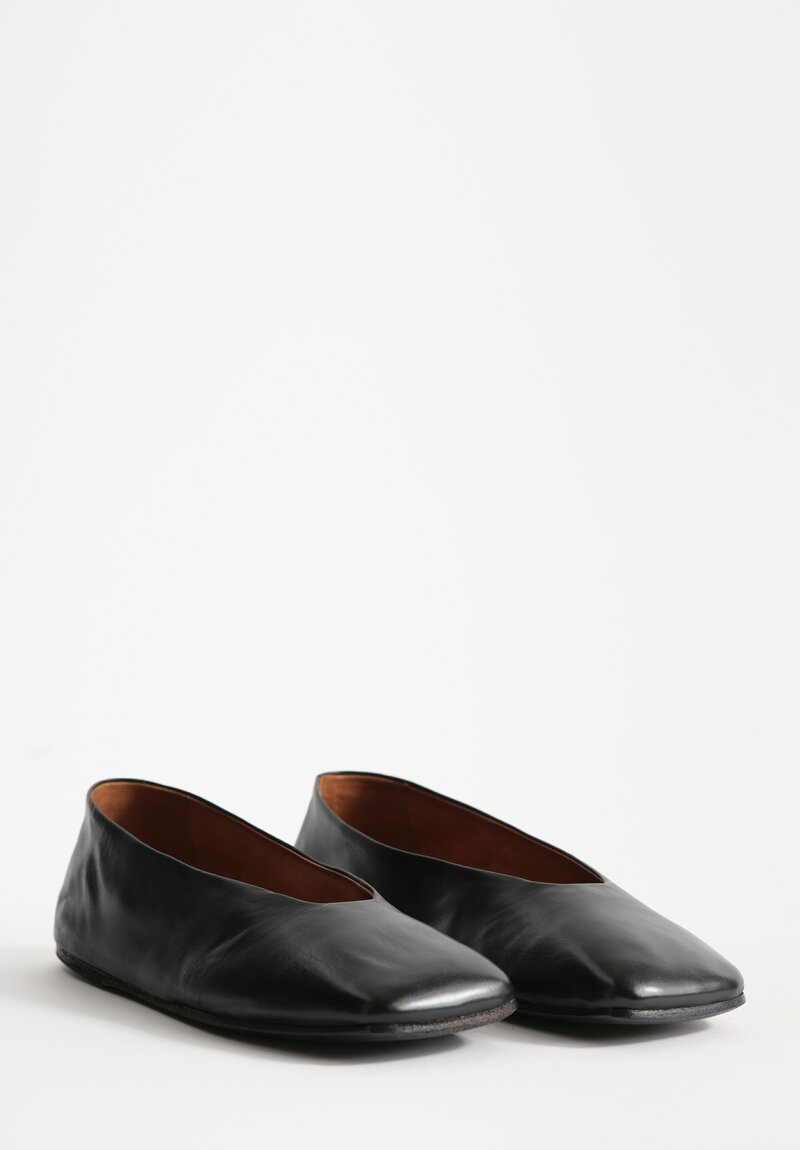 Marsell Leather Spatolona Ballerina Slip-On in Soft Black