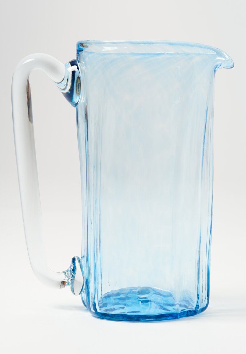 Studio Xaquixe Small Handblown Glass Pitcher Turquoise Blue	