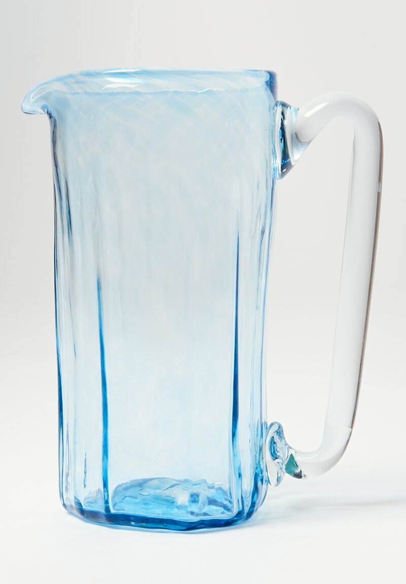 Studio Xaquixe Small Handblown Glass Pitcher Turquoise Blue	