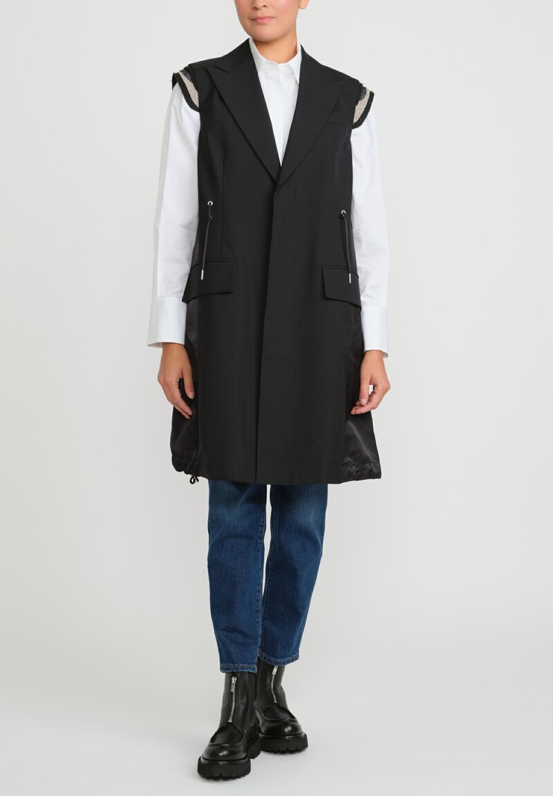 Sacai Suiting Mix Vest in Black	